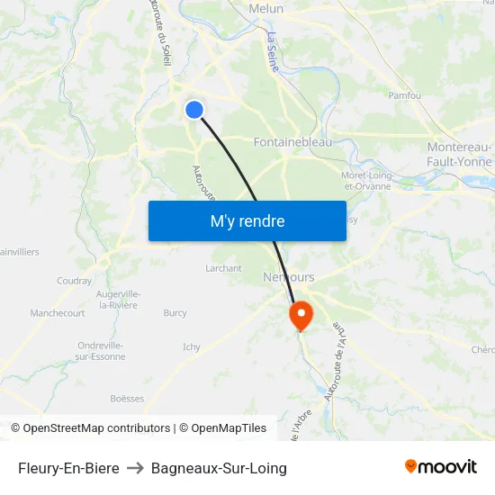 Fleury-En-Biere to Bagneaux-Sur-Loing map