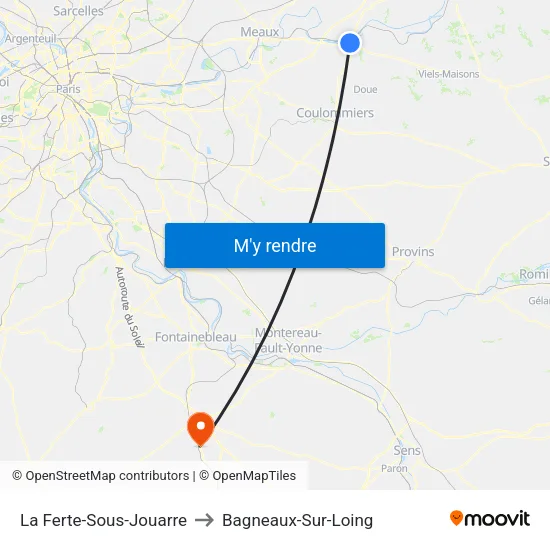 La Ferte-Sous-Jouarre to Bagneaux-Sur-Loing map