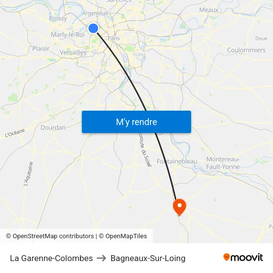 La Garenne-Colombes to Bagneaux-Sur-Loing map