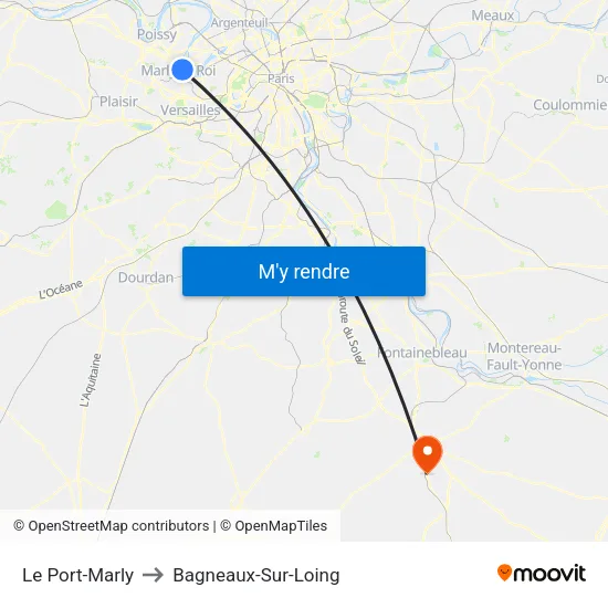 Le Port-Marly to Bagneaux-Sur-Loing map