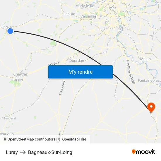 Luray to Bagneaux-Sur-Loing map