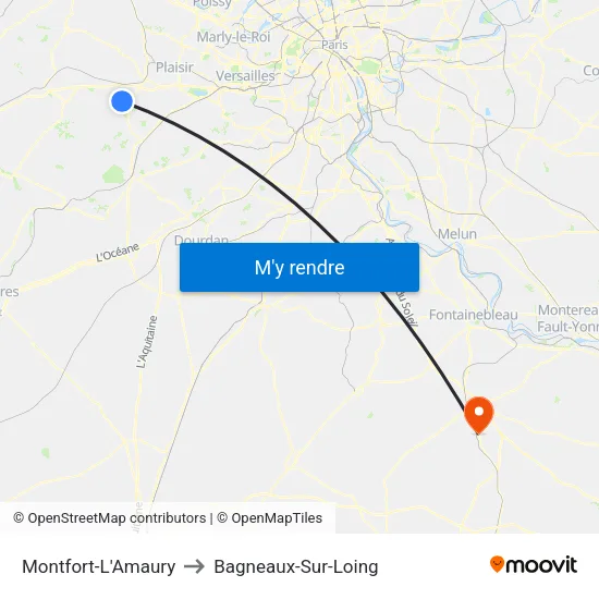 Montfort-L'Amaury to Bagneaux-Sur-Loing map