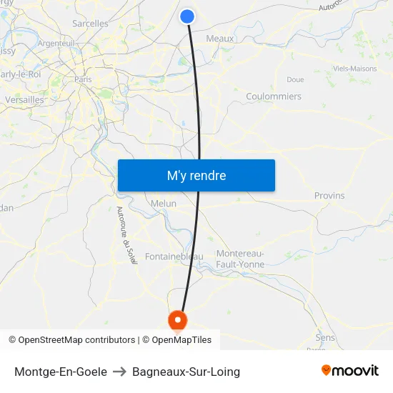 Montge-En-Goele to Bagneaux-Sur-Loing map