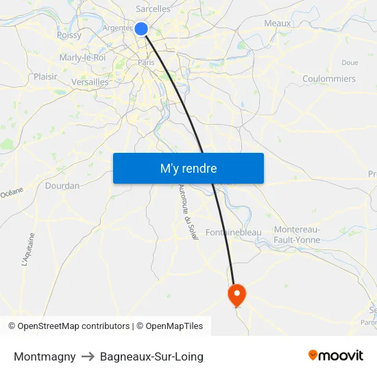 Montmagny to Bagneaux-Sur-Loing map