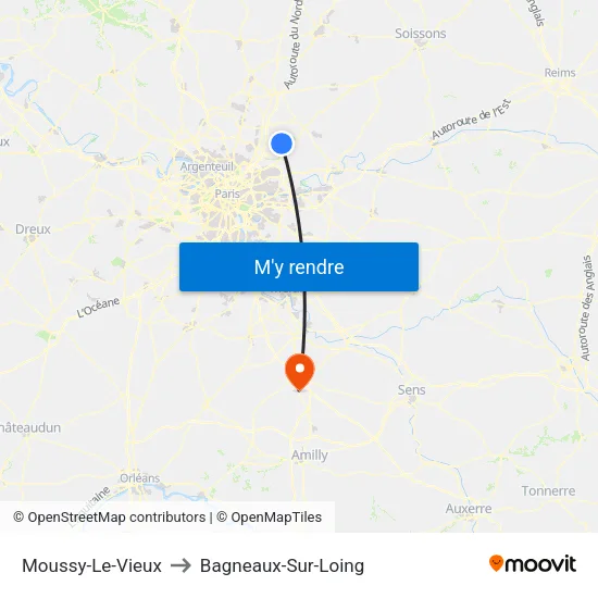 Moussy-Le-Vieux to Bagneaux-Sur-Loing map