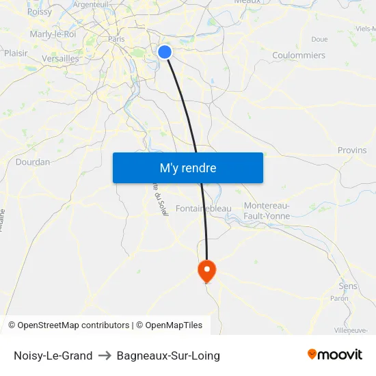 Noisy-Le-Grand to Bagneaux-Sur-Loing map