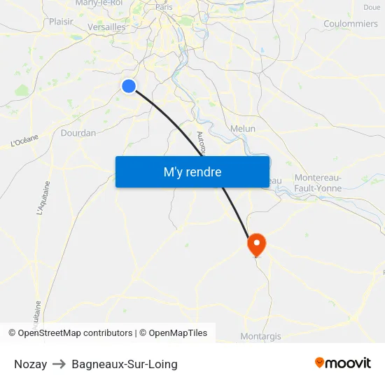 Nozay to Bagneaux-Sur-Loing map