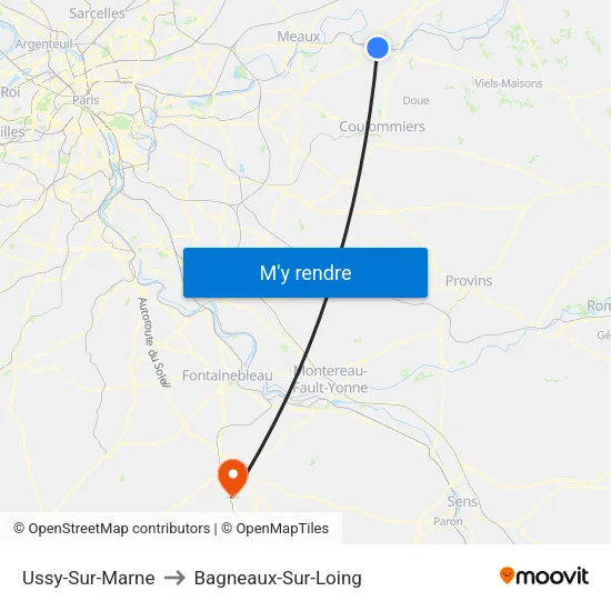 Ussy-Sur-Marne to Bagneaux-Sur-Loing map