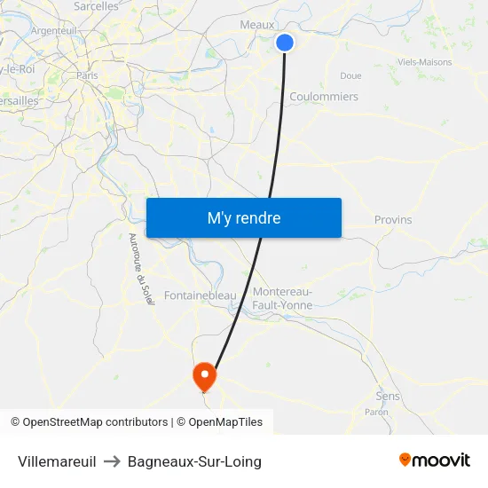 Villemareuil to Bagneaux-Sur-Loing map
