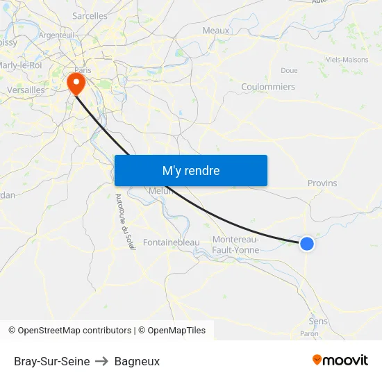 Bray-Sur-Seine to Bagneux map
