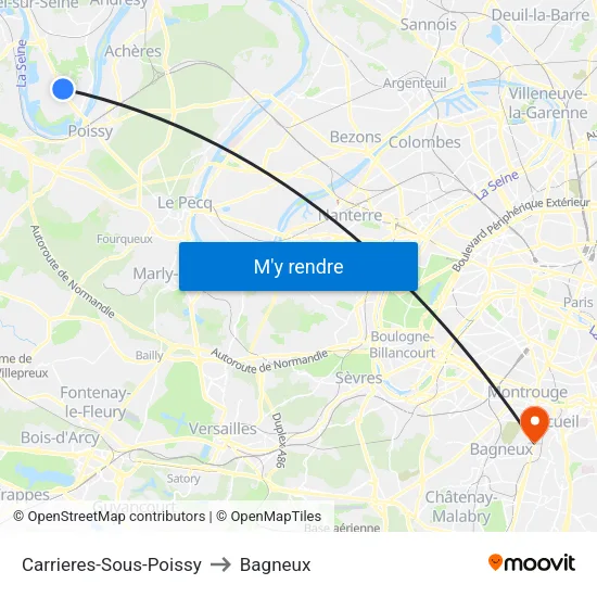 Carrieres-Sous-Poissy to Bagneux map