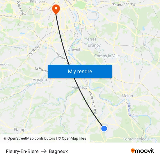 Fleury-En-Biere to Bagneux map