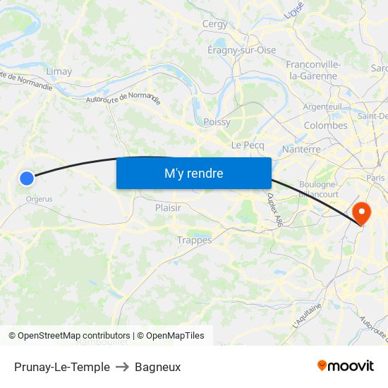 Prunay-Le-Temple to Bagneux map