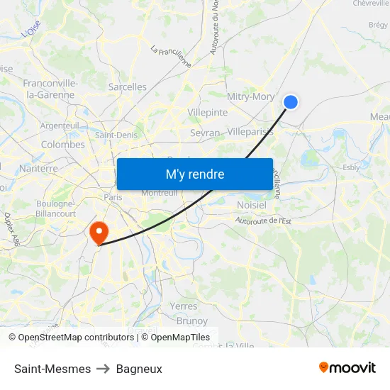 Saint-Mesmes to Bagneux map