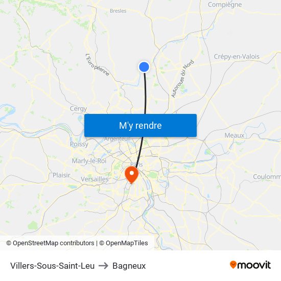 Villers-Sous-Saint-Leu to Bagneux map