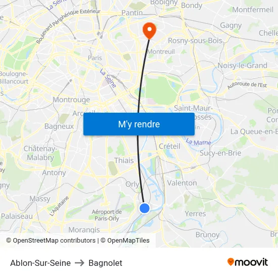 Ablon-Sur-Seine to Bagnolet map
