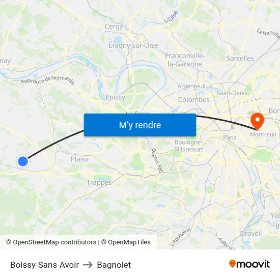 Boissy-Sans-Avoir to Bagnolet map