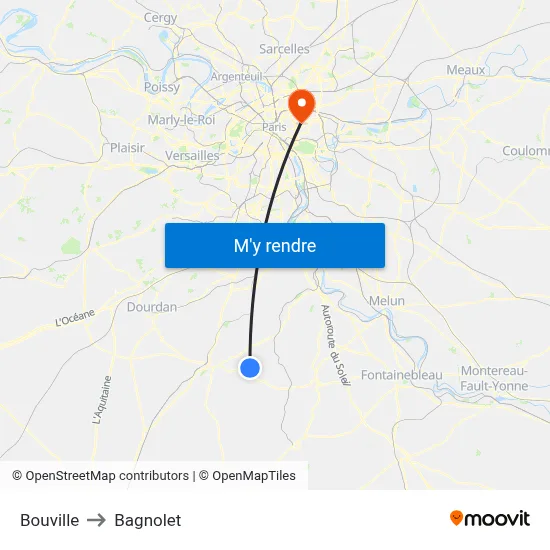 Bouville to Bagnolet map