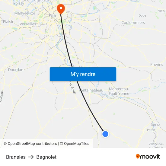 Bransles to Bagnolet map