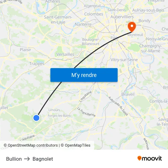 Bullion to Bagnolet map