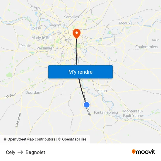 Cely to Bagnolet map