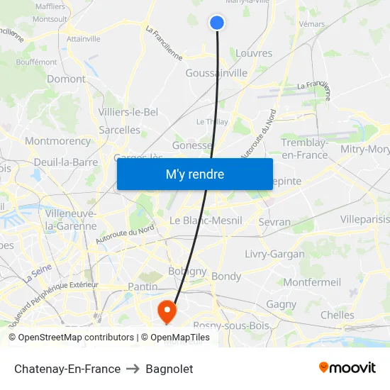 Chatenay-En-France to Bagnolet map