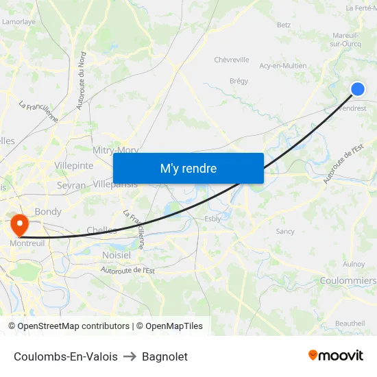 Coulombs-En-Valois to Bagnolet map