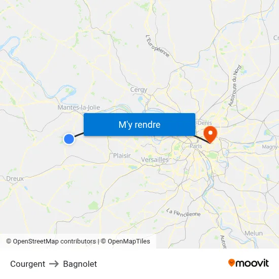 Courgent to Bagnolet map