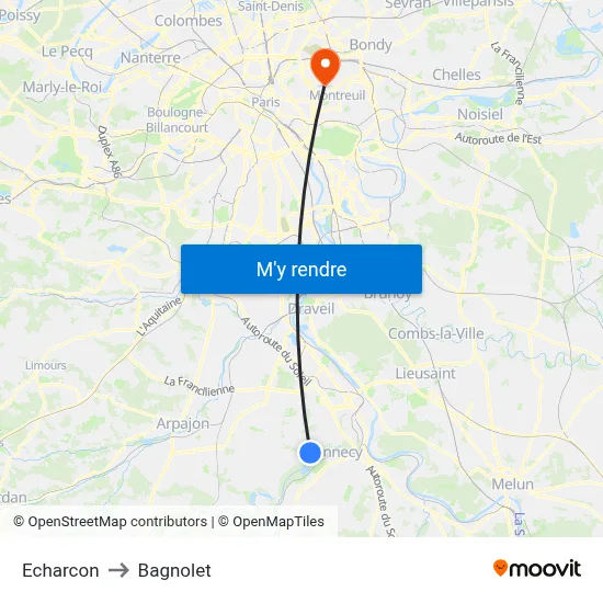 Echarcon to Bagnolet map