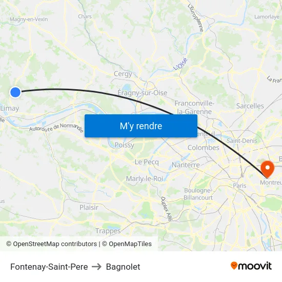 Fontenay-Saint-Pere to Bagnolet map