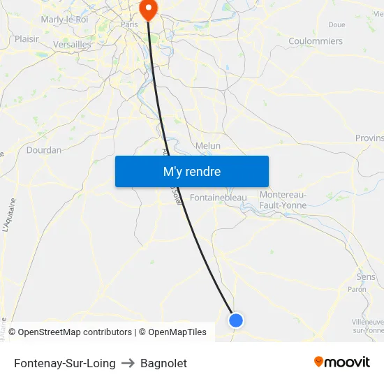 Fontenay-Sur-Loing to Bagnolet map