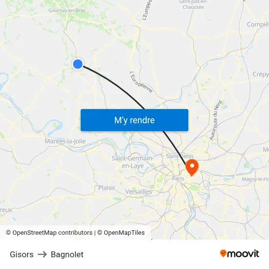 Gisors to Bagnolet map