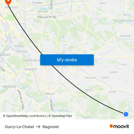 Gurcy-Le-Chatel to Bagnolet map