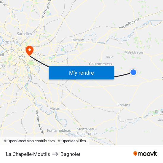 La Chapelle-Moutils to Bagnolet map