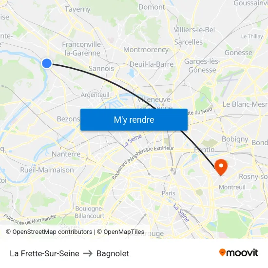 La Frette-Sur-Seine to Bagnolet map