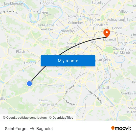 Saint-Forget to Bagnolet map