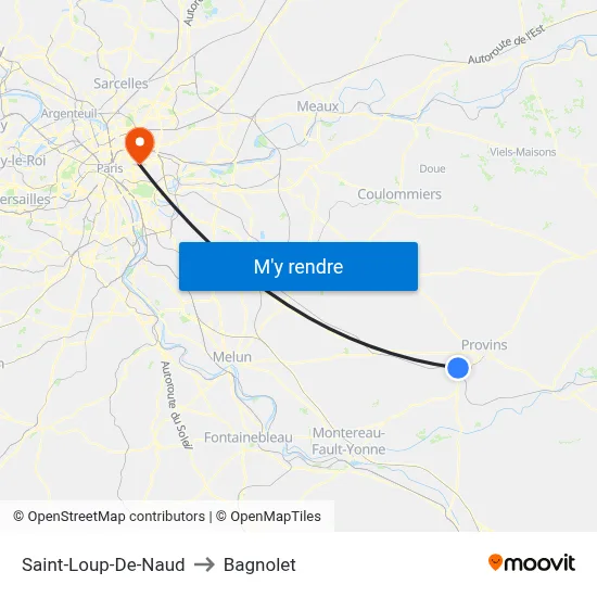 Saint-Loup-De-Naud to Bagnolet map