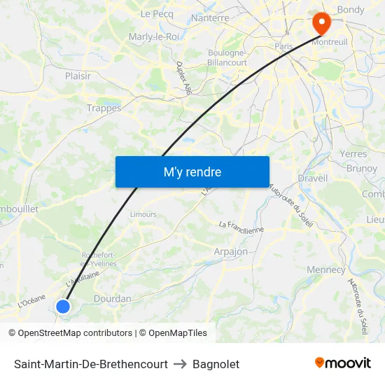 Saint-Martin-De-Brethencourt to Bagnolet map