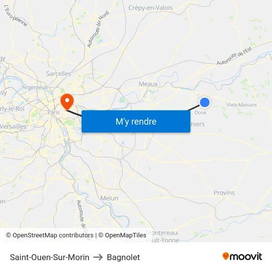Saint-Ouen-Sur-Morin to Bagnolet map