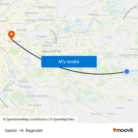 Saints to Bagnolet map