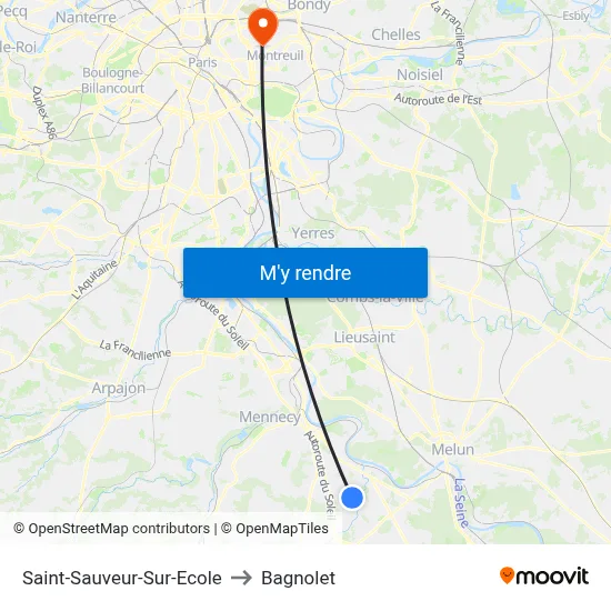 Saint-Sauveur-Sur-Ecole to Bagnolet map
