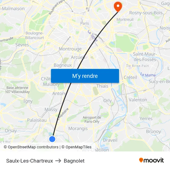 Saulx-Les-Chartreux to Bagnolet map
