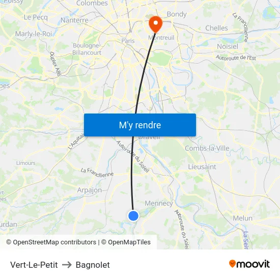 Vert-Le-Petit to Bagnolet map