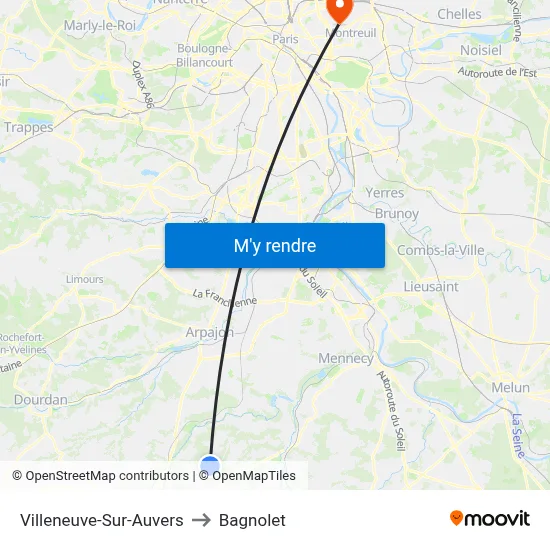 Villeneuve-Sur-Auvers to Bagnolet map