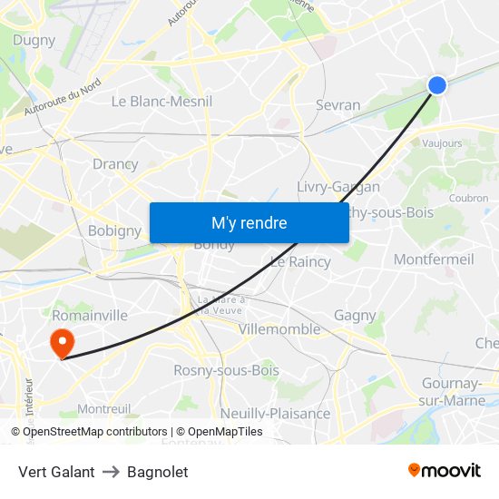 Vert Galant to Bagnolet map