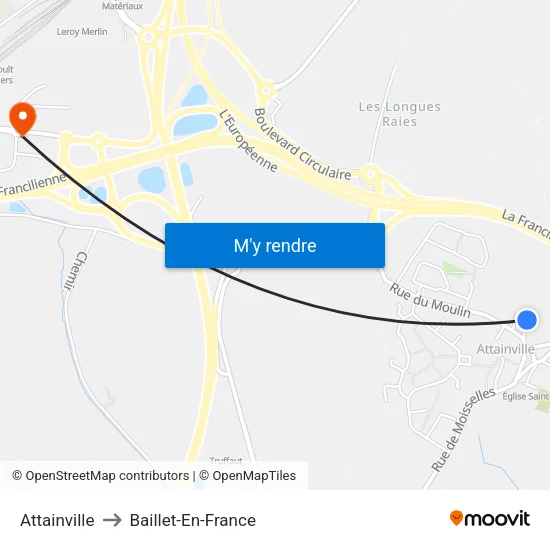 Attainville to Baillet-En-France map