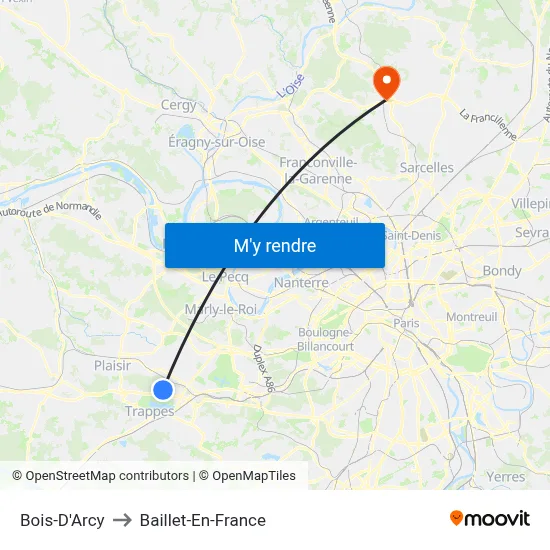 Bois-D'Arcy to Baillet-En-France map