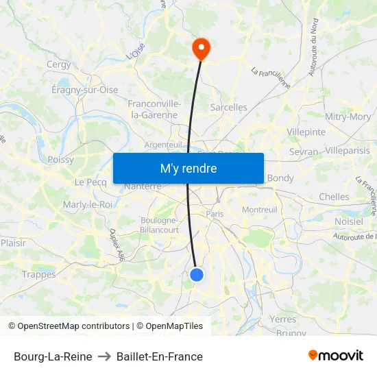 Bourg-La-Reine to Baillet-En-France map