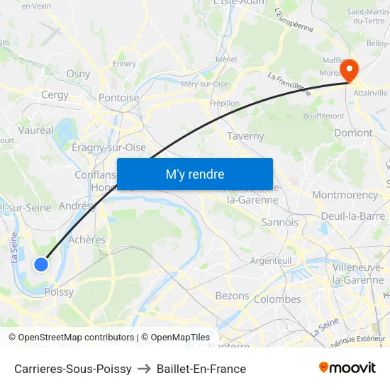 Carrieres-Sous-Poissy to Baillet-En-France map