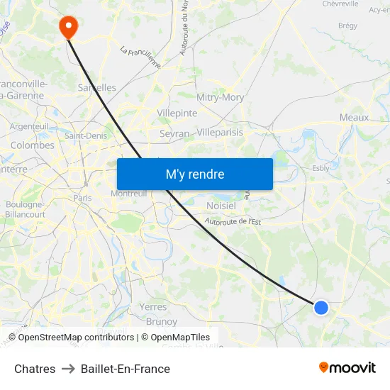 Chatres to Baillet-En-France map